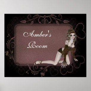Poster Etiquette de coeur - Imaginaire personnalisable