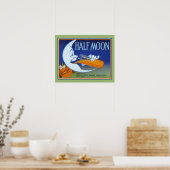 Poster étiquette de demi-lune orange des années 1940 (Cuisine)