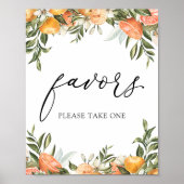 Poster Étiquette de Favors de Mandarines Mignonnes et de  (Devant)