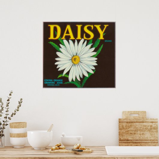 Poster Étiquette de la marque Daisy Citrus Crate (Cuisine)