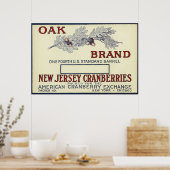 Poster Étiquette de la marque de chêne Cranberry (Cuisine)