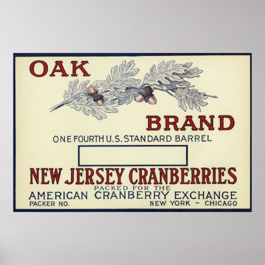 Poster Étiquette de la marque de chêne Cranberry (Devant)