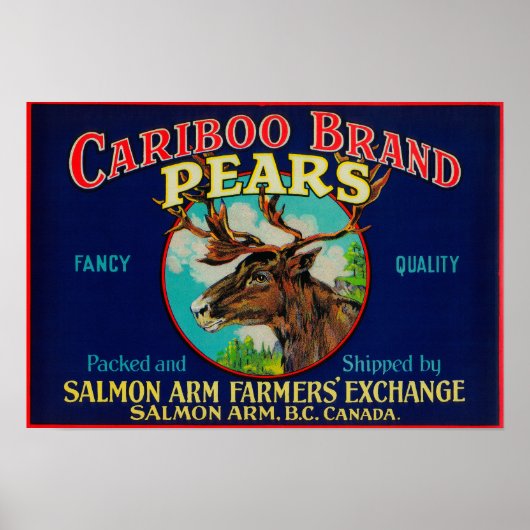 Poster Étiquette de la poire de CaribooCanada (Devant)
