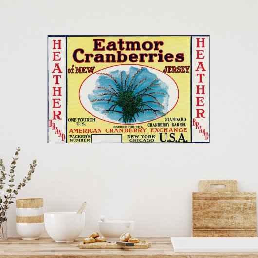Poster Étiquette de marque Heather Eatmor Cranberries (Cuisine)