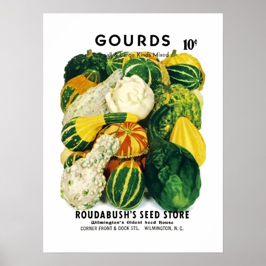 Poster Étiquette de paquets de semences Gourds (Devant)