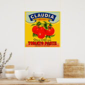 Poster étiquette de pâte de tomates Claudia dans les anné (Cuisine)