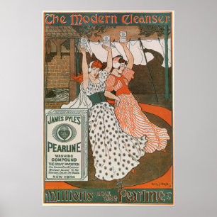 Poster Étiquette de produit vintage Art Pearline Nettoyan