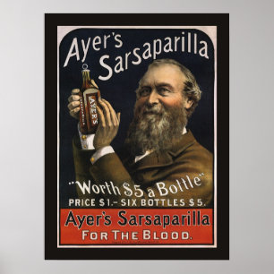 Poster Étiquette de produit vintage, boisson Sarsaparilla