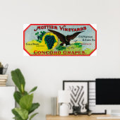 Poster Étiquette de raisins d'aigleNord-Est, PA (Bureau à domicile)