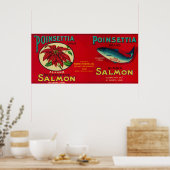 Poster Étiquette de Saumon Poinsettia (Cuisine)