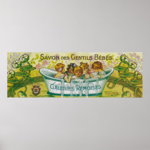 Poster Étiquette de savon de DES Gentils Bebes de Savon