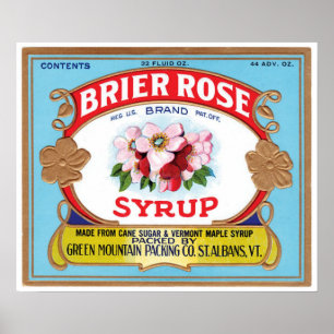 Poster Étiquette de sirop d'érable Rose vintage Brier