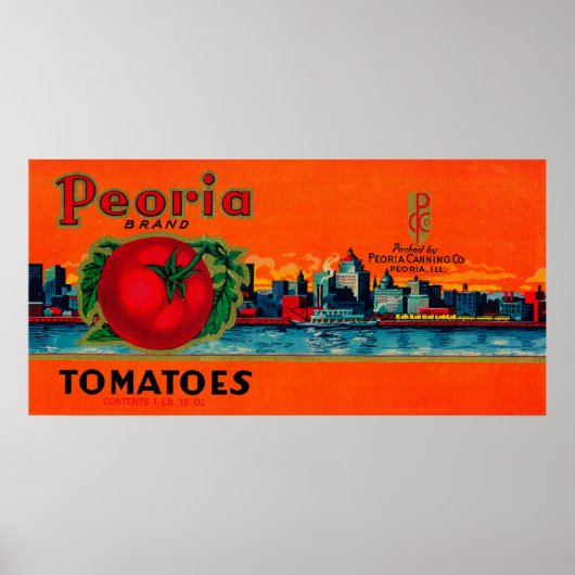 Poster Etiquette de tomate Peoria, IL (Devant)