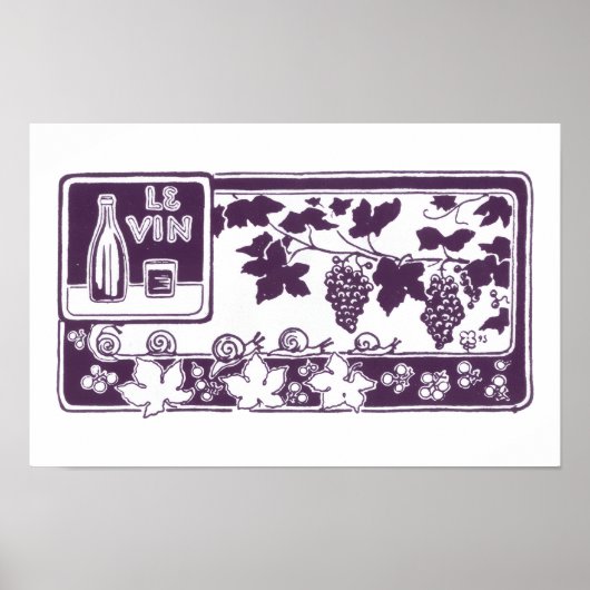 Poster Étiquette de vin français vintage | Vignoble rust (Devant)