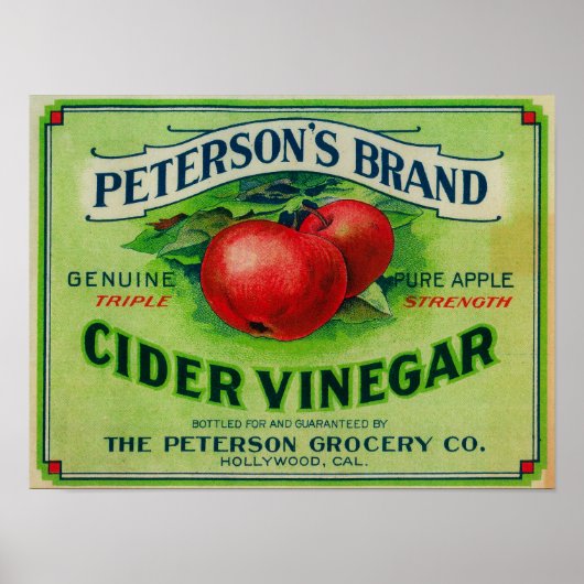 Poster Étiquette de vinaigre de cidre de Peterson (Devant)