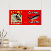 Poster Étiquette dessous de verre Saumon (Cuisine)