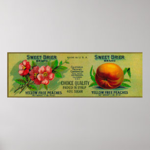 Poster Étiquette doux de pêche de bruyère