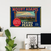 Poster Étiquette du cadran de poire du mont Adams Yakima, (Bureau à domicile)