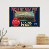 Poster Étiquette du cadran de poire du mont Adams Yakima, (Cuisine)