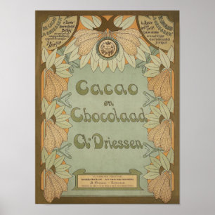 Poster Étiquette néerlandais de cacao et de chocolat