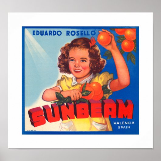 Poster Étiquette orange de faisceau de soleil (Devant)