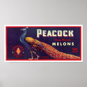 Poster Étiquette Peacock Melons