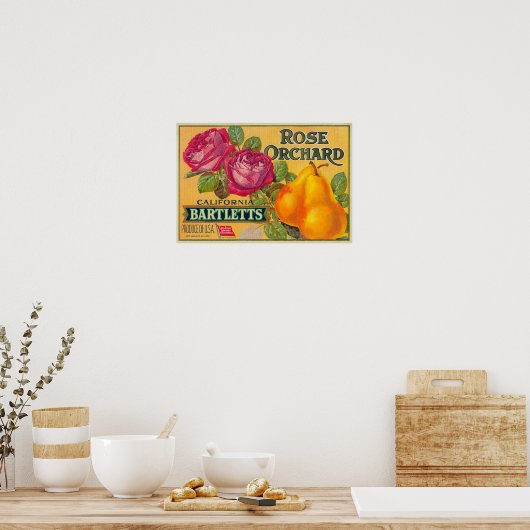 Poster Étiquette rose Orchard Pear Crate (Cuisine)