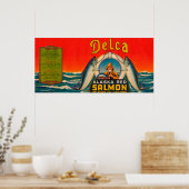 Poster Étiquette Saumon de la marque Delca - Rouge (Cuisine)