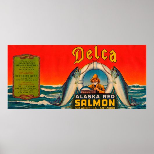 Poster Étiquette Saumon de la marque Delca - Rouge (Devant)
