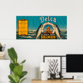 Poster Étiquette Saumon de marque Delca - Bleu (Bureau à domicile)