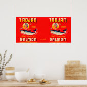 Poster Étiquette Saumon de marque Trojan - Rouge (Cuisine)