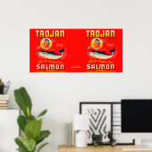 Poster Étiquette Saumon de marque Trojan - Rouge (Bureau à domicile)