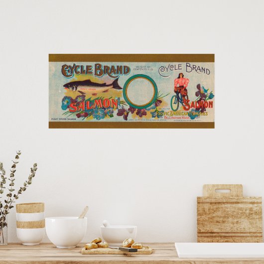 Poster Étiquette Saumon de marques de cycle (Cuisine)