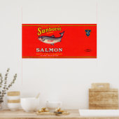Poster Étiquette Saumon Sunburst (Cuisine)
