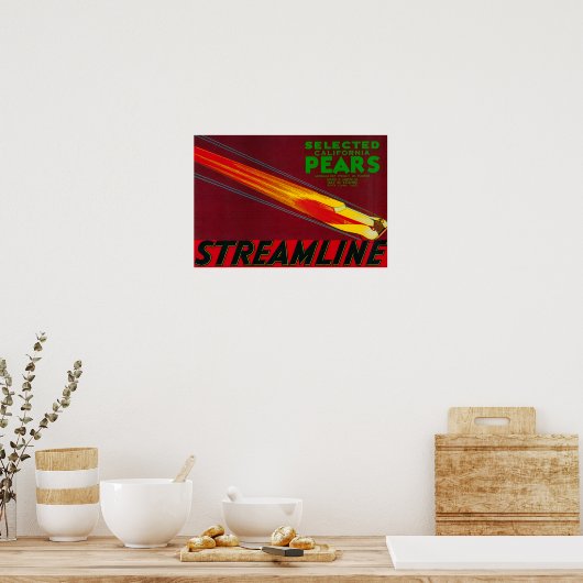 Poster Étiquette Streamline Pear CrateSanta Clara, CA (Cuisine)