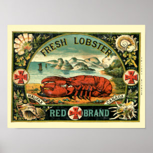 Poster Étiquette Vintage de homard