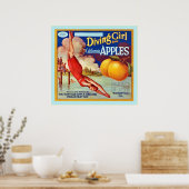 Poster Étiquette vintage Fruit (Cuisine)