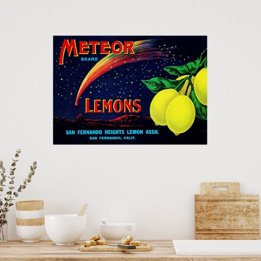 Poster Étiquette vintage Fruit (Cuisine)