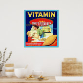 Poster Étiquette vintage Fruit (Cuisine)