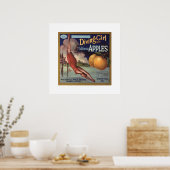 Poster Étiquette vintage pour pommes (Cuisine)