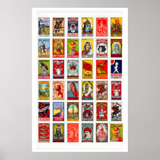 Poster Étiquettes de boîtes d'allumettes suédoises en col