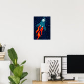 Poster Étiquettes de faveur de carte postale de fusée (Bureau à domicile)