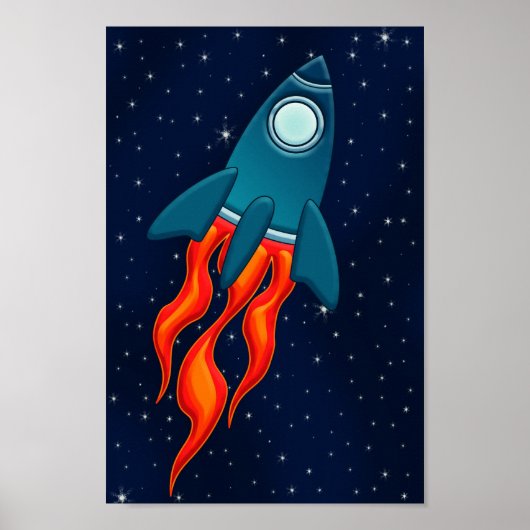 Poster Étiquettes de faveur de carte postale de fusée (Devant)