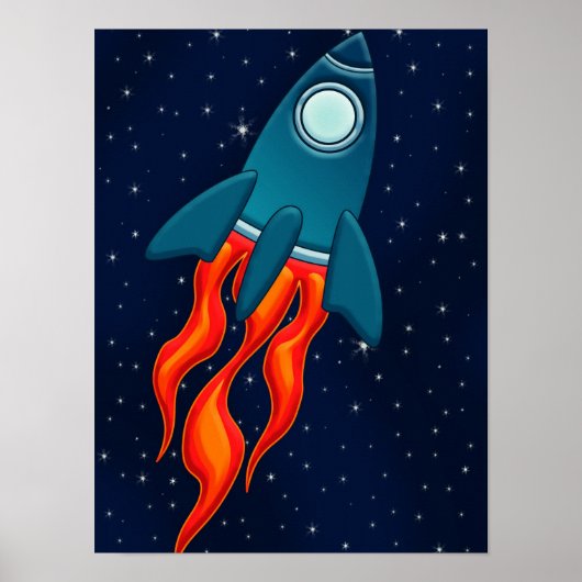 Poster Étiquettes de faveur de carte postale de fusée (Devant)