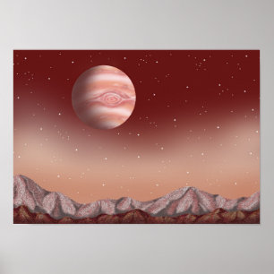 Poster Étoile aux yeux rouges flottant dans l'espace.