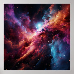 Poster Étoile Bleue Nebula Spirling Space Wagues