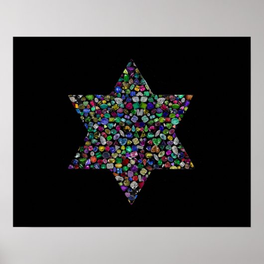 Poster Étoile de David faite avec des pierres précieuses (Devant)