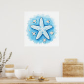Poster Étoile de mer en bleu (Cuisine)