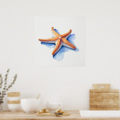Poster Étoile de mer et silhouette bleue (Cuisine)