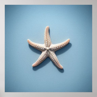 Poster Étoile de mer exotique avec fond bleu noir